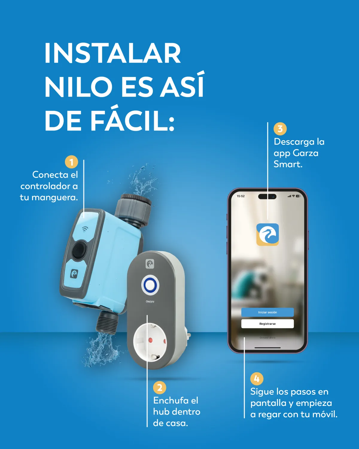 Lámina: instalar Nilo en cuatro pasos.